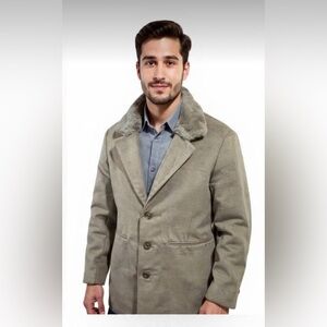 Forever 21 Men’s Chic Trench Coat with Faux Fur Collar – Size M